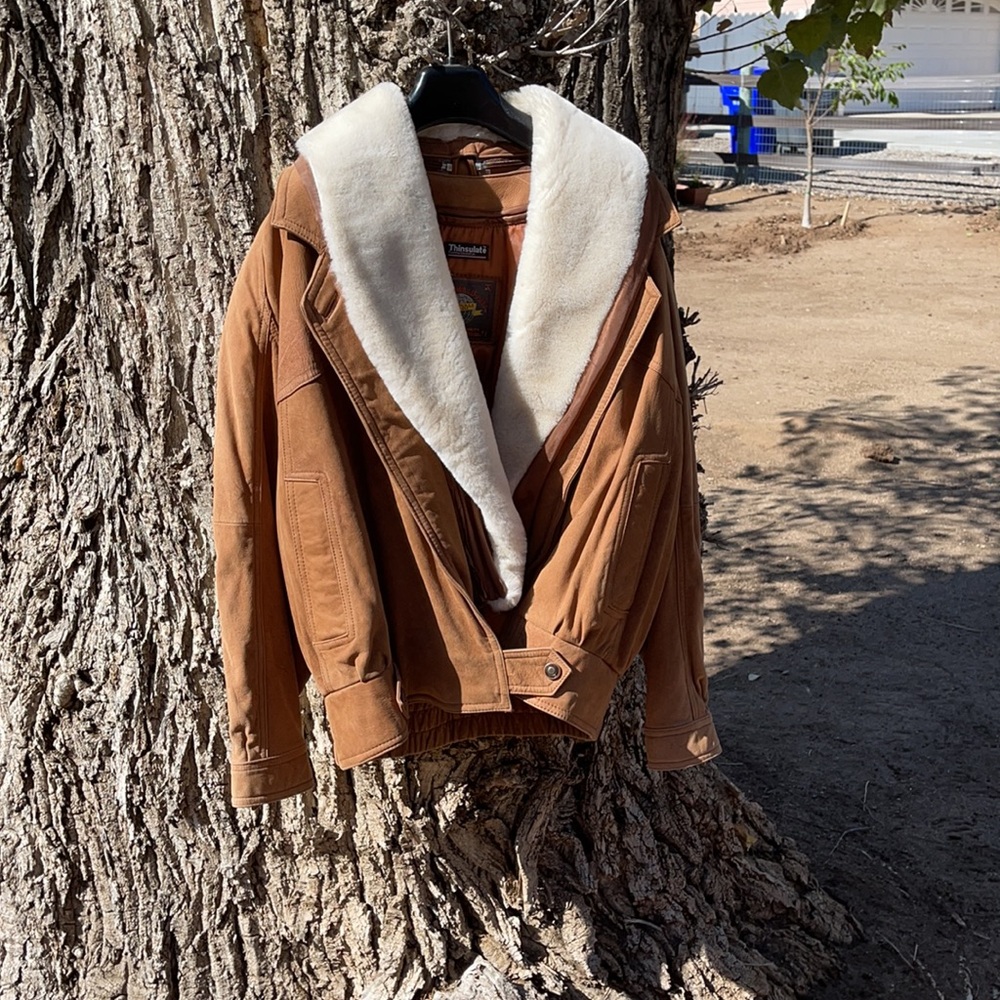 Brown Leather and Faux fur jacket